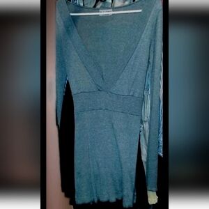Michael Stars Knit Mini Dress Blue with Plunging Front, S, Rare